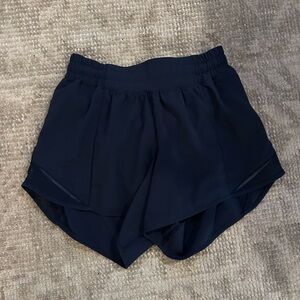 Navy Lululemon Hotty Hot Shorts 4” Inseam